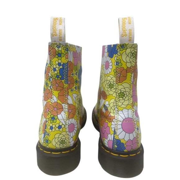 Rare Dr. Martens Pascal 1460 Floral Daisy Butterfly Print Leather Combat Boots 7 - Picture 7 of 14